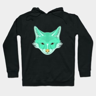 cyan coyote face cartoon Hoodie